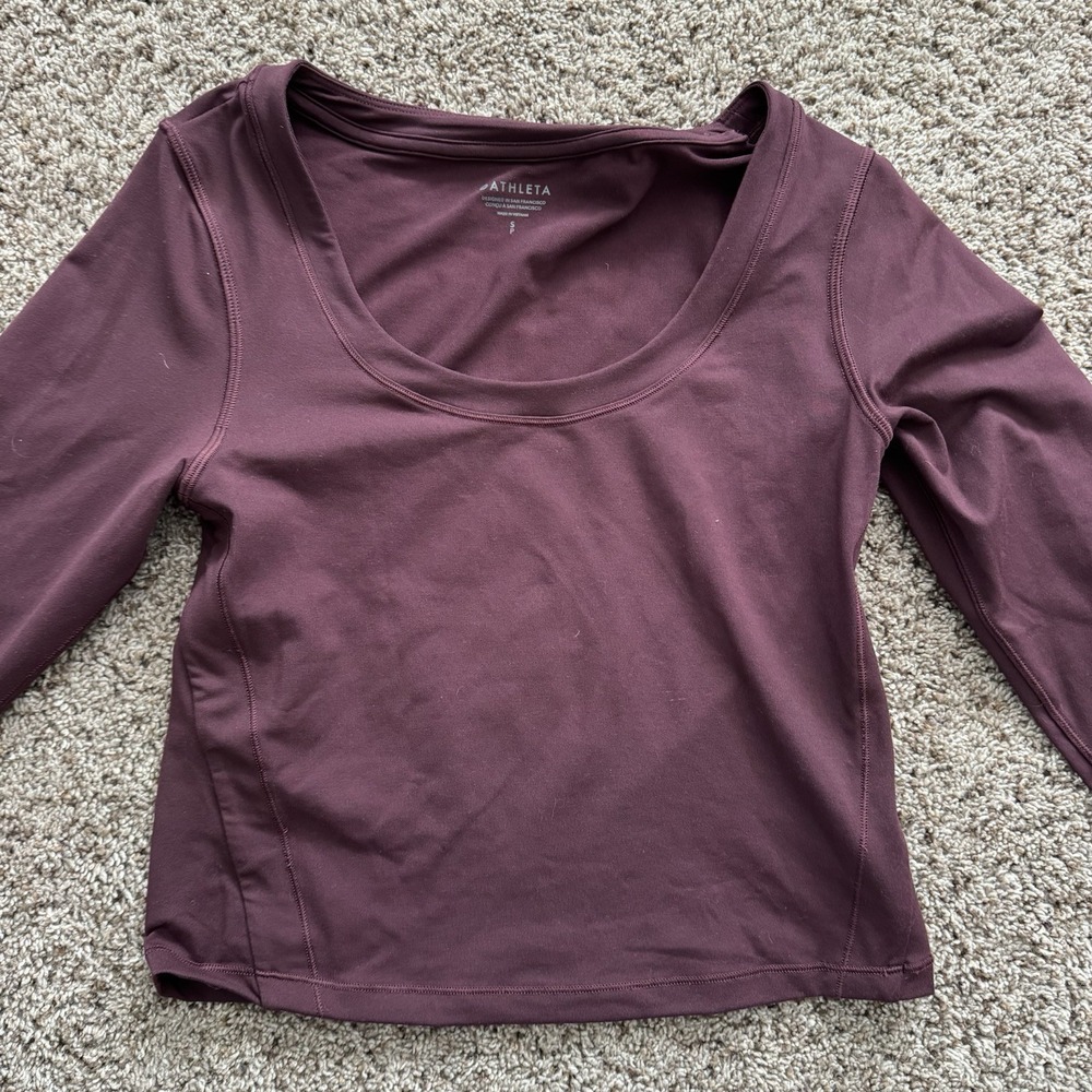 Athleta Seamless Purple Long Sleeve Top Women's Size SmallP Workout Athletic EUC